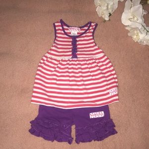 Ruffle Girl Matching Short Set EUC
